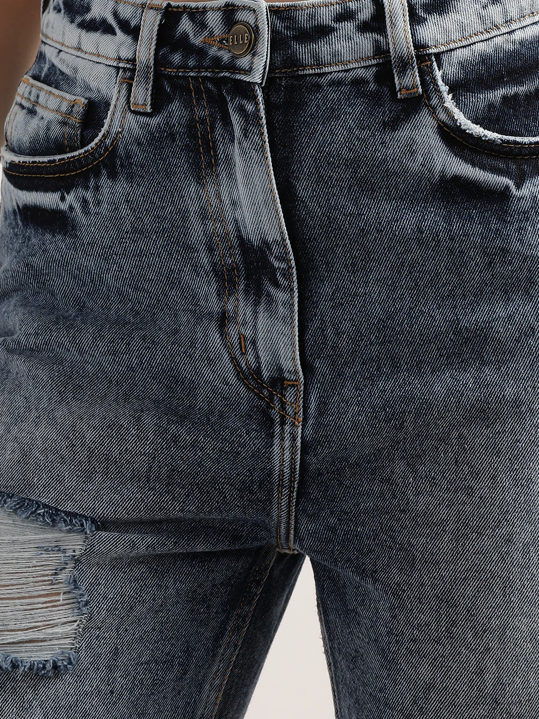 Elle Women Mid Blue Solid Regular Fit Jeans - Image 4