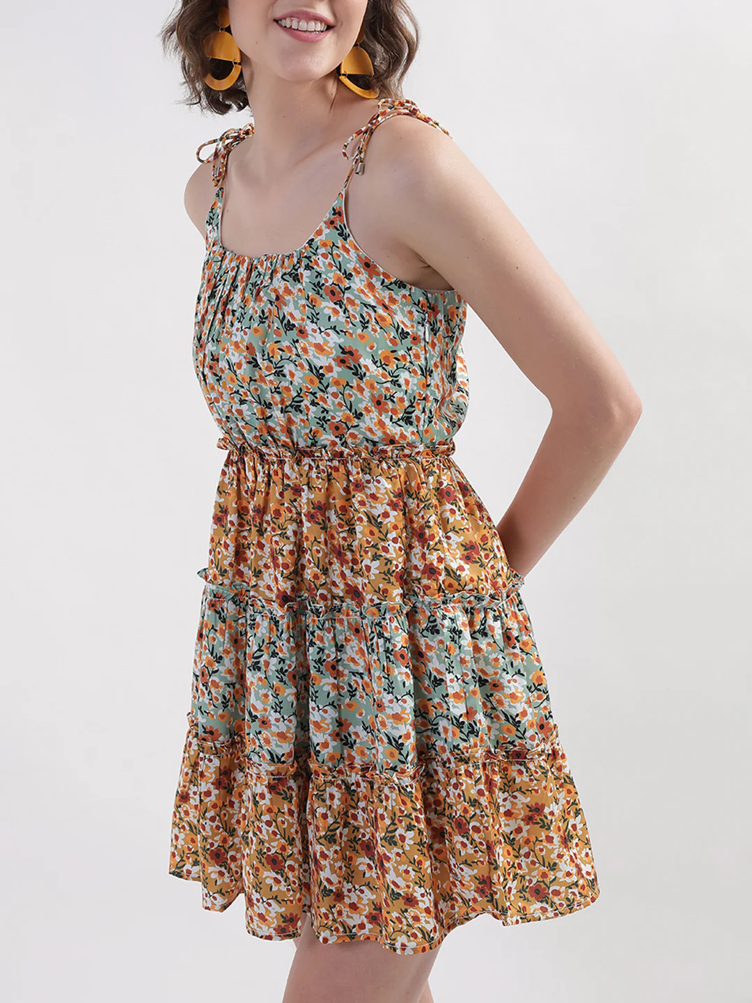 Elle Women Multi Printed Round Neck Dress - Image 3