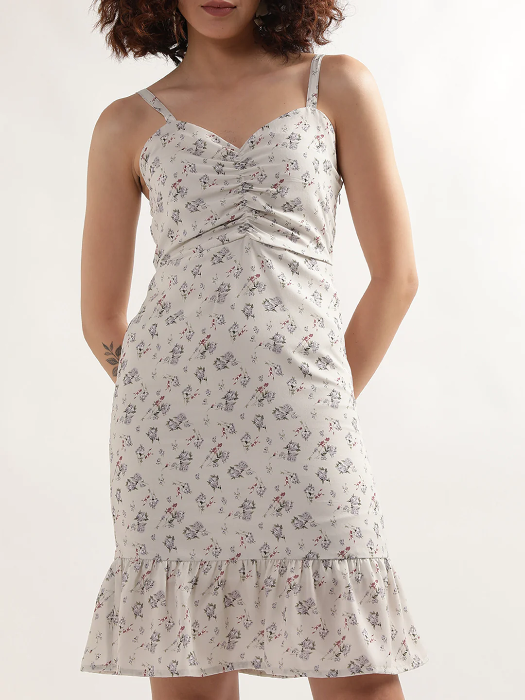 Elle Women Off White Printed V Neck Dress - Image 3
