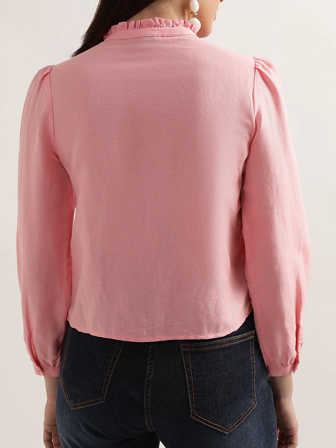 Elle Women Pink Solid Round Neck Top - Image 2