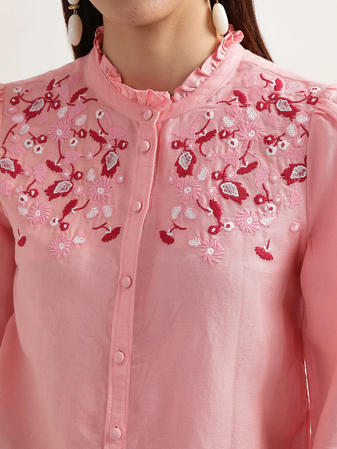 Elle Women Pink Solid Round Neck Top - Image 4