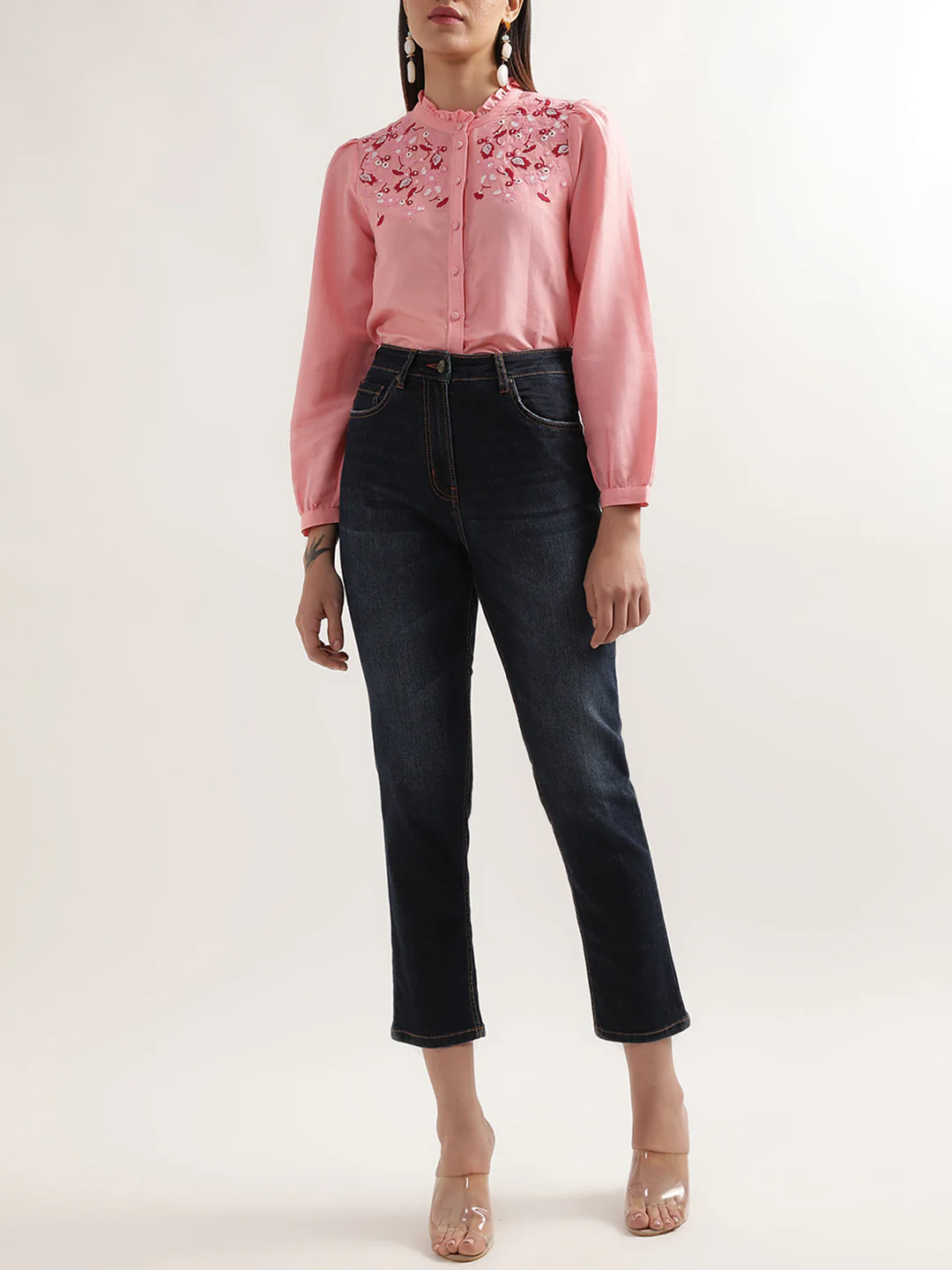 Elle Women Pink Solid Round Neck Top - Image 5