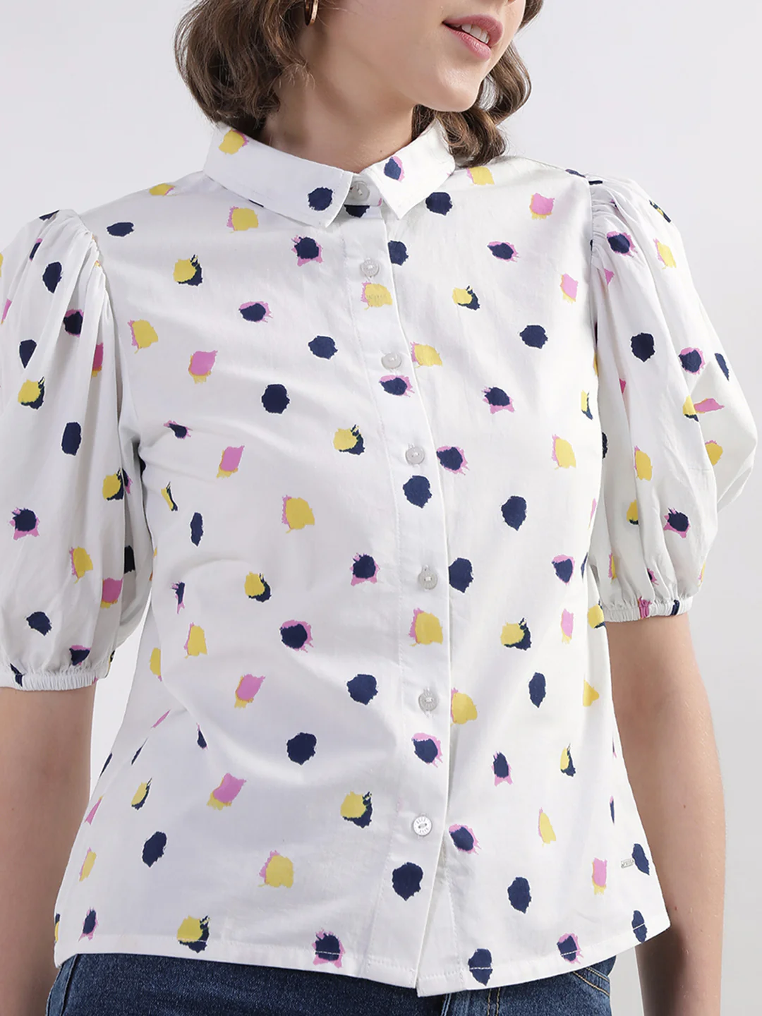 Elle Women Multi Printed Collar Top - Image 2