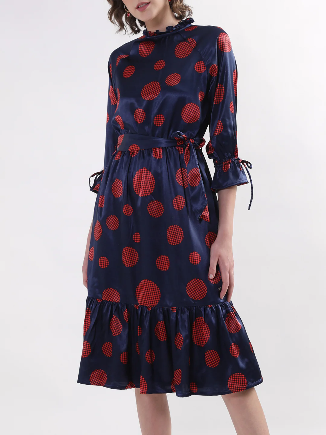 Elle Women Navy Solid Round Neck Dress - Image 2