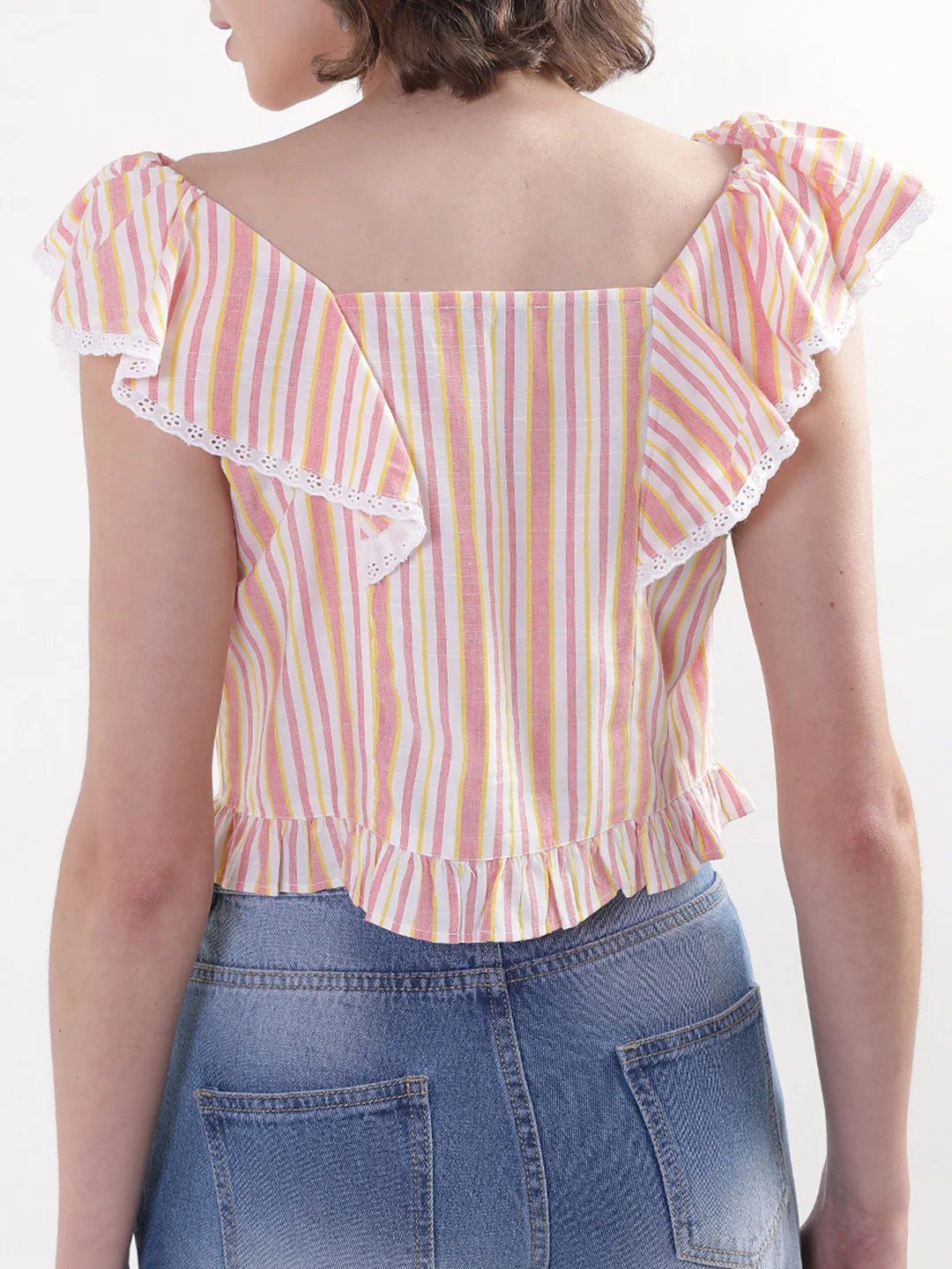 Elle Women Multi Striped Square Neck Top - Image 2