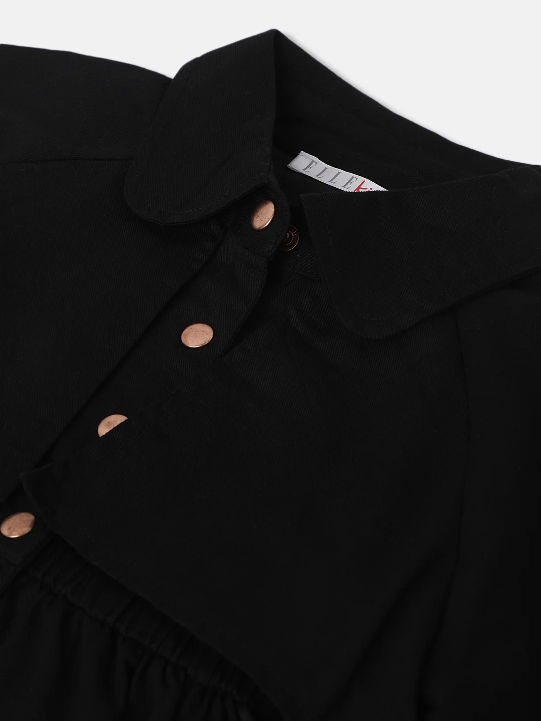 Elle Girls Solid Shirt Collar Dress - Image 3