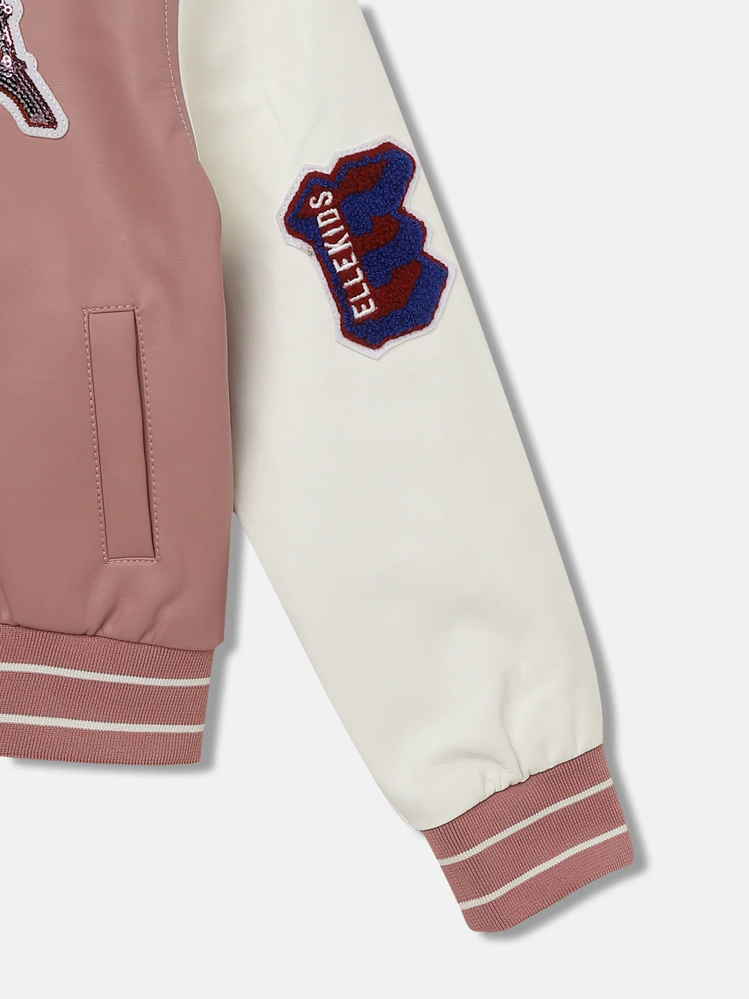 Elle Girls Multicolored Colourblocked Stand Collar Long Sleeves Bomber Jacket - Image 4