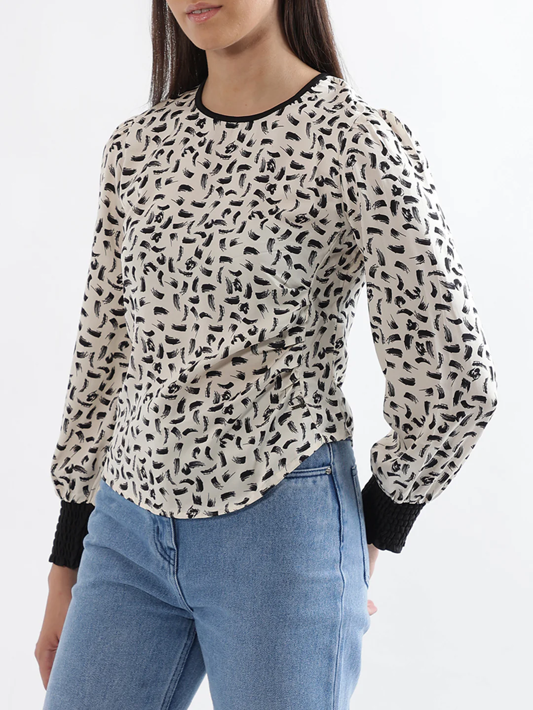 Elle Women Off White Printed Round Neck Top - Image 2