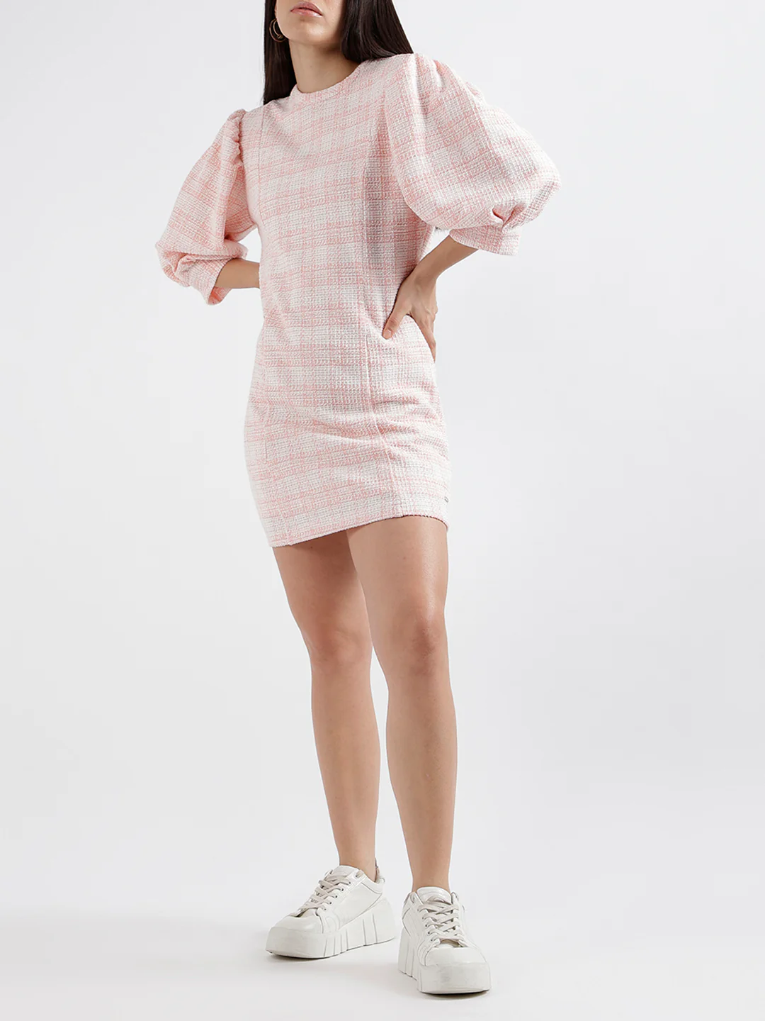 Elle Women Solid 3/4 Sleeves Round Neck Dress - Image 4