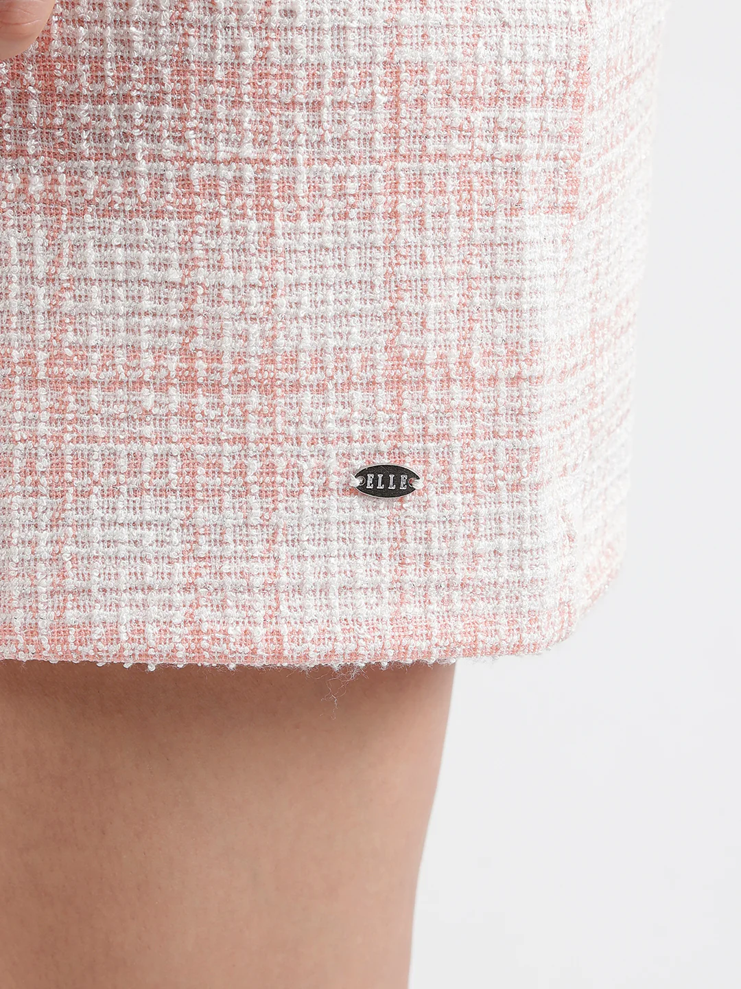 Elle Women Pink Checked Round Neck Short Sleeves Bodycon Dress - Image 7
