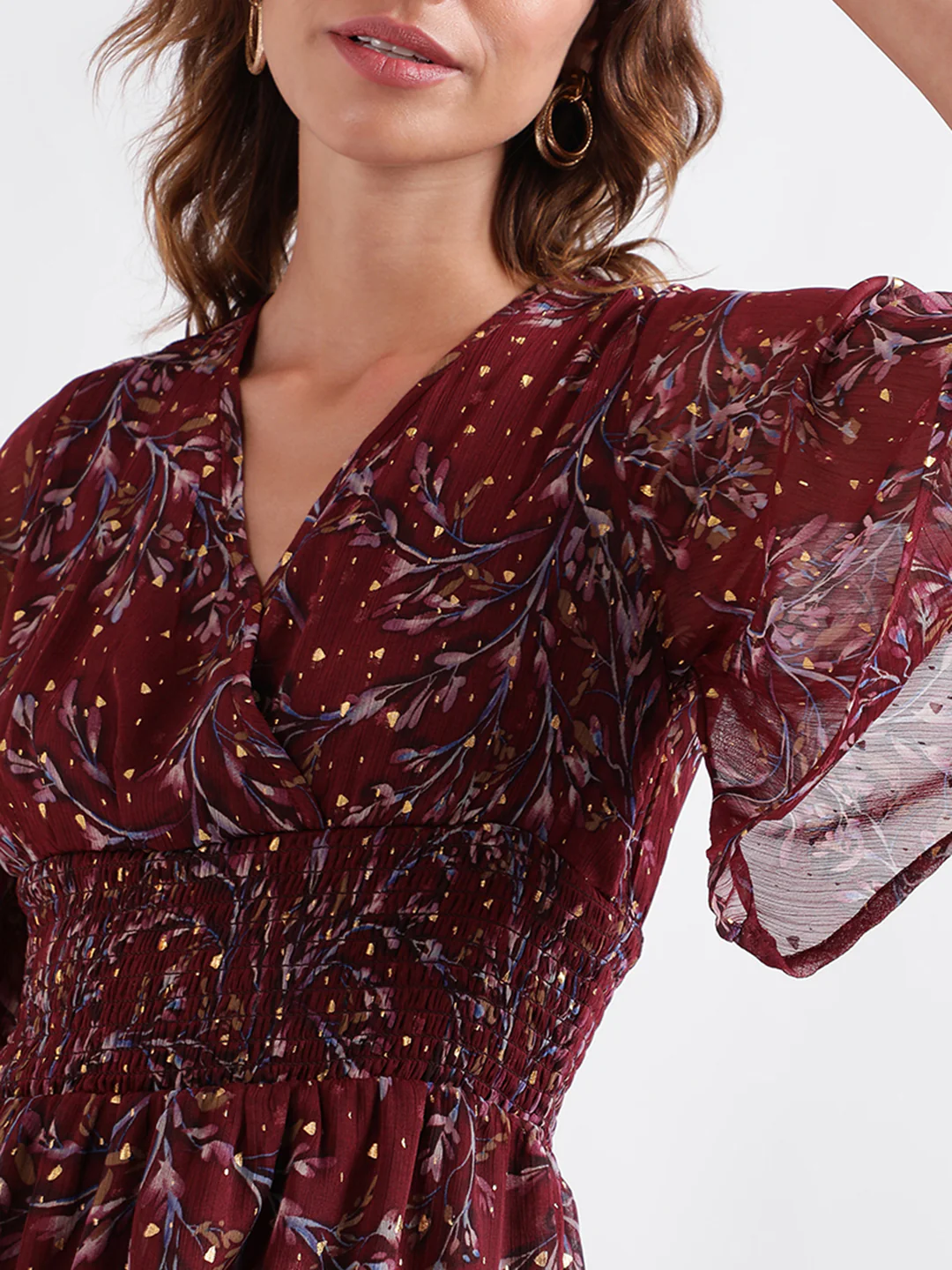 Elle Women Printed Full Sleeves V Neck Dress - Image 5
