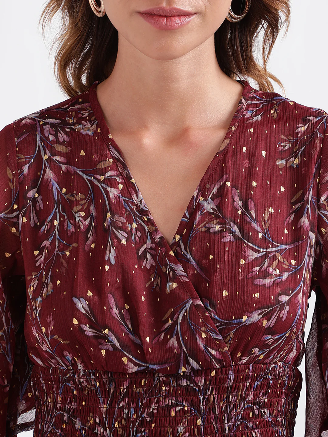 Elle Women Printed Full Sleeves V Neck Dress - Image 6