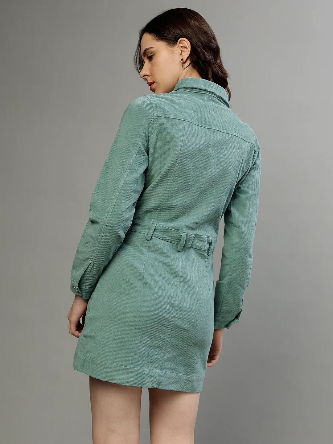 Elle Women Solid Collar Full Sleeves Dress - Image 4