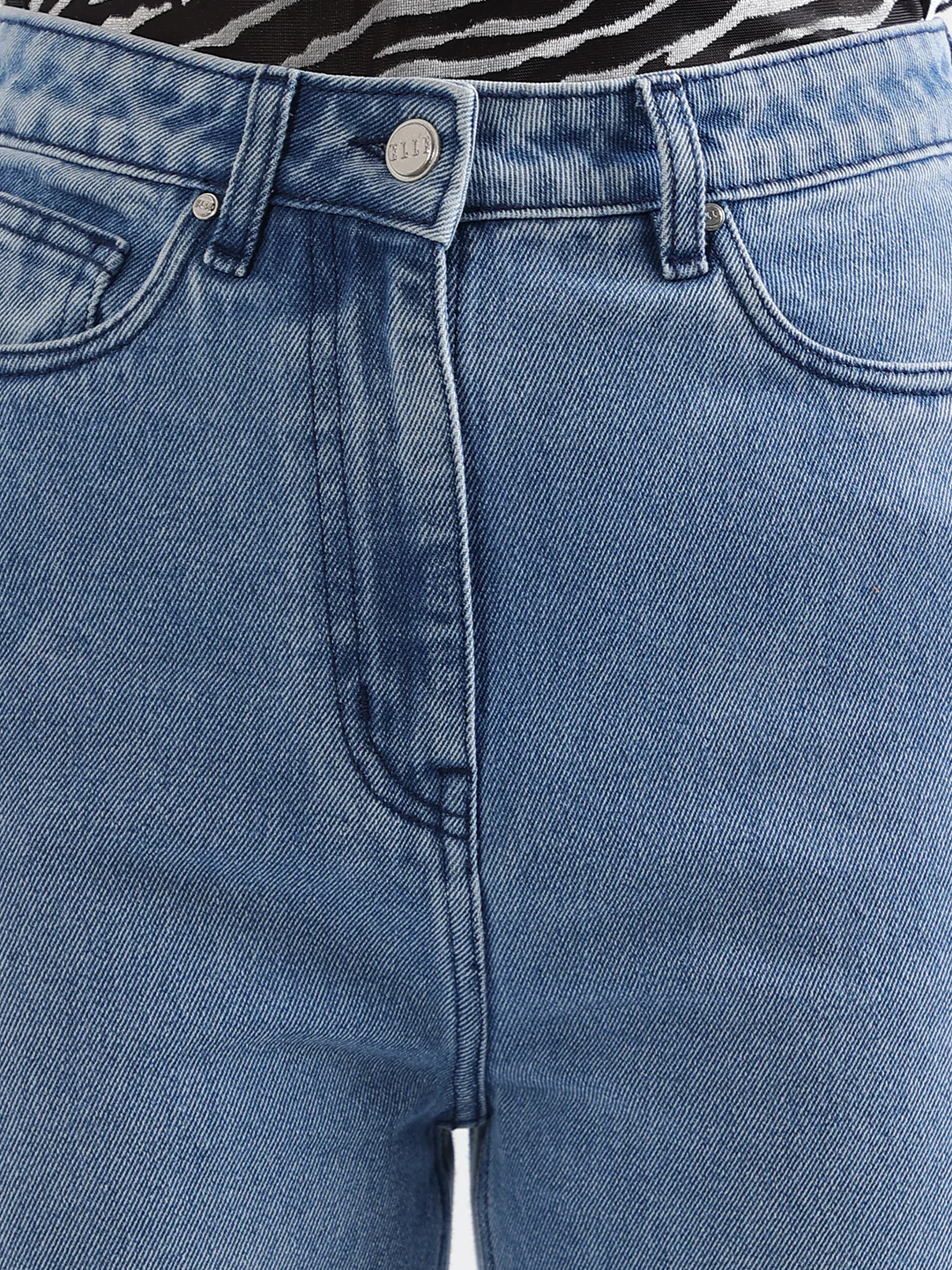 Elle Women Blue Solid Straight Fit Jeans - Image 6