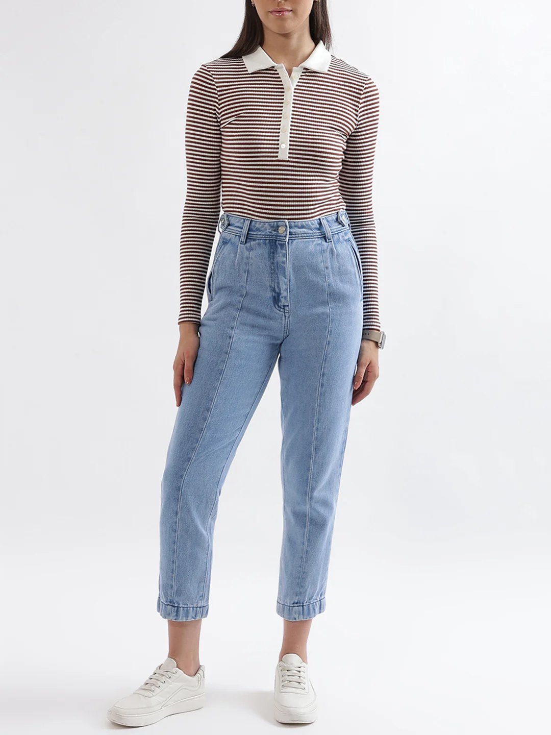 Elle Women Blue Solid Relaxed Fit Jeans - Image 6