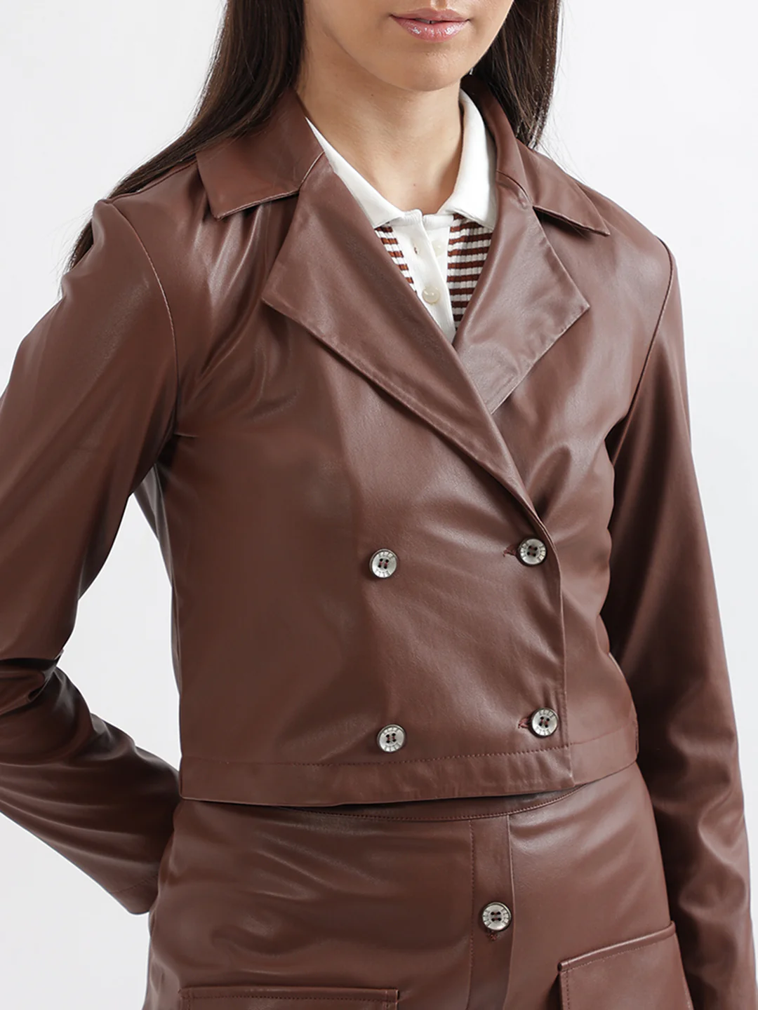 Elle Women Beige Solid Collar Jacket - Image 5