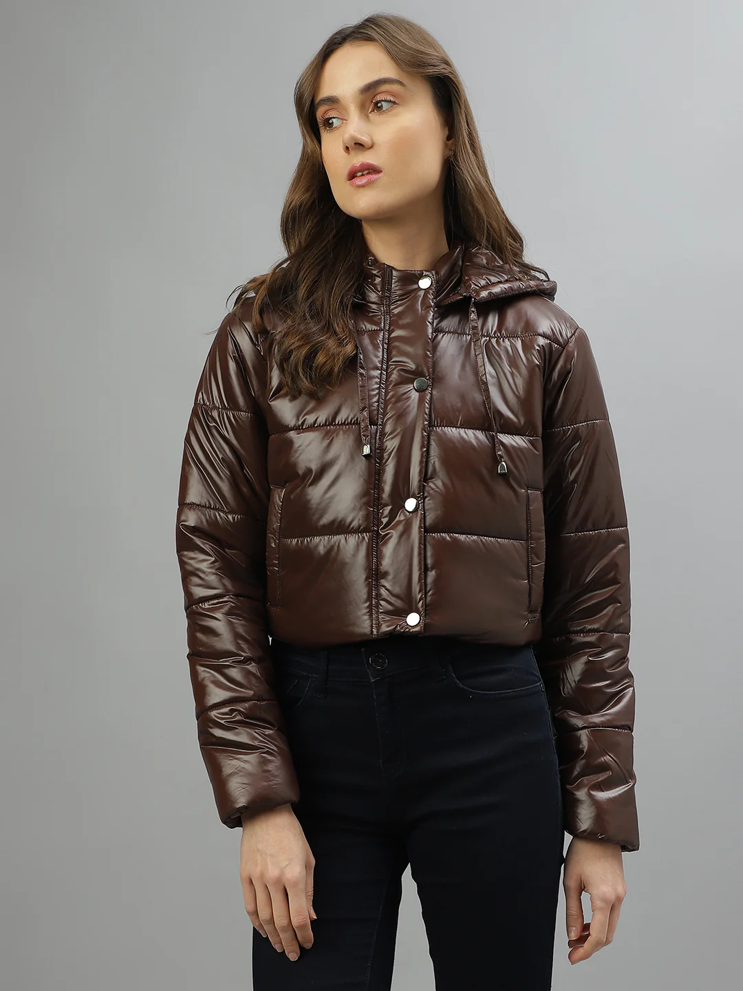 Elle Women Solid Hooded Full Sleeves Jacket - Image 2