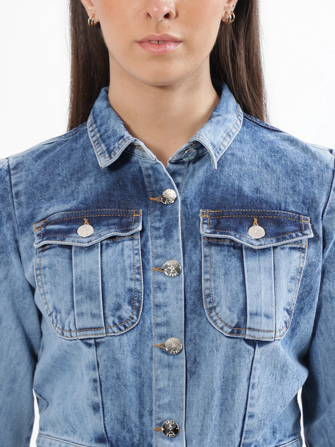 Elle Women Blue Washed Spread Collar Full Sleeves Basic Jumpsuit - Image 6