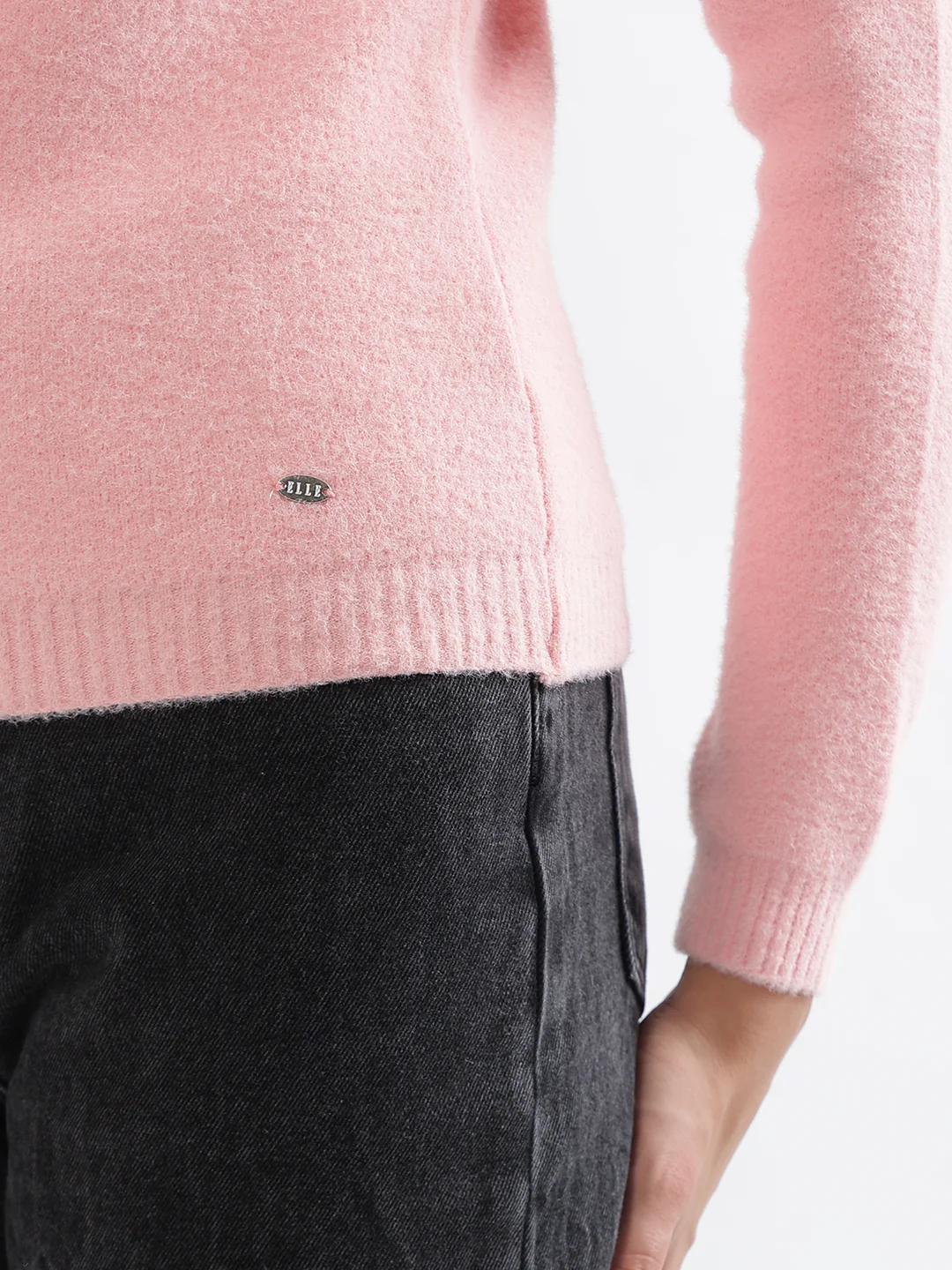 Elle Women Pink Solid Round Neck Sweater - Image 6