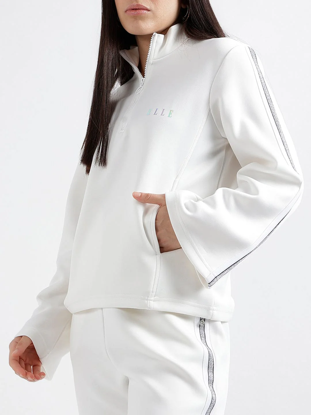 Elle Women Solid Full Sleeves High Neck Sweatshirt - Image 2