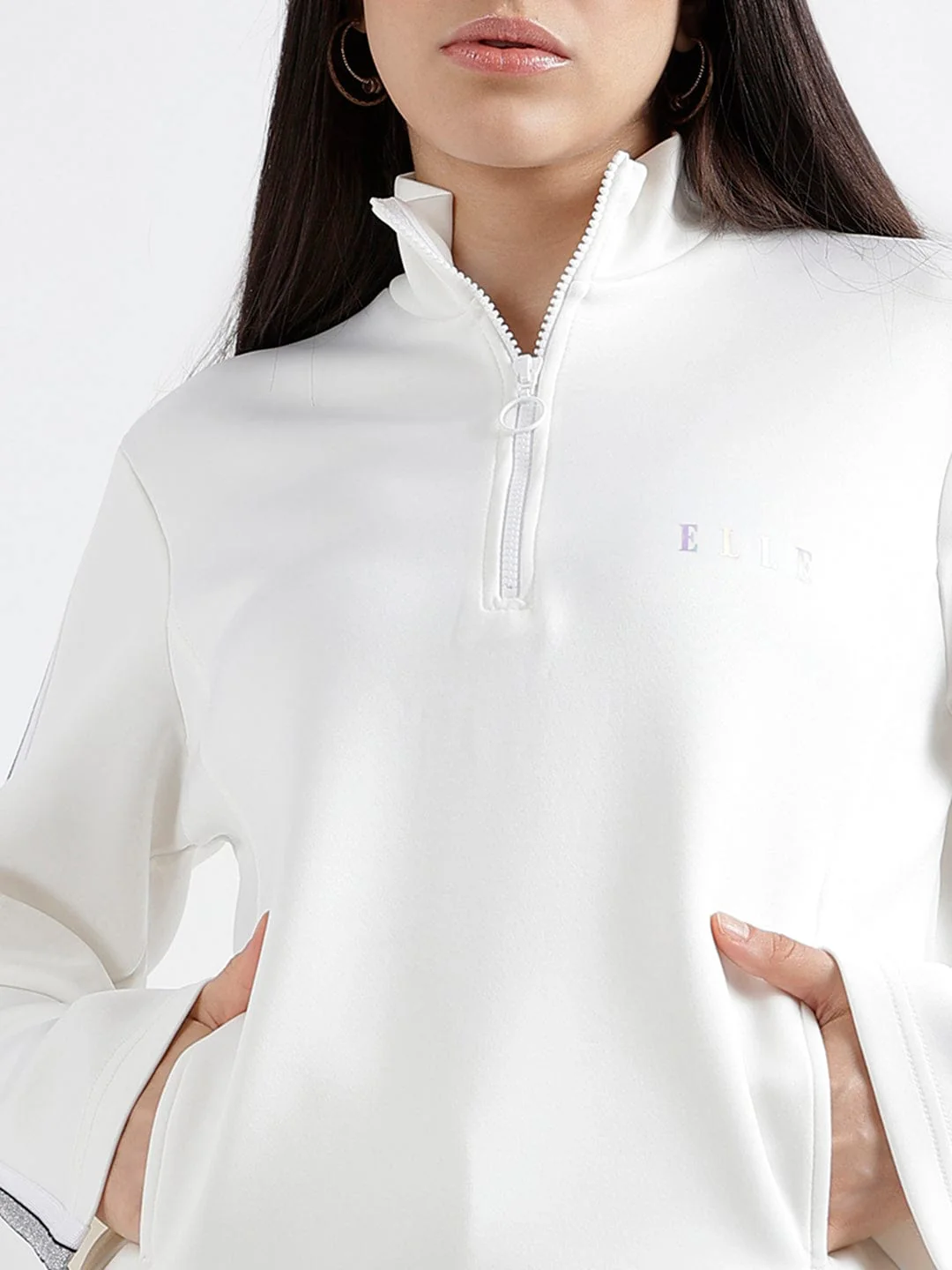 Elle Women Solid Full Sleeves High Neck Sweatshirt - Image 5