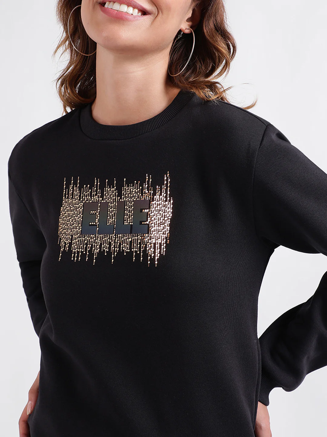 Elle Women Solid Full Sleeves Round Neck Sweatshirt - Image 5