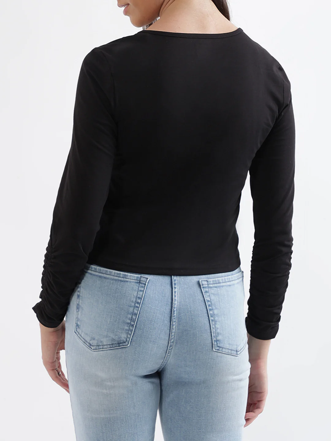 Elle Women Black Solid Square Neck Top - Image 3