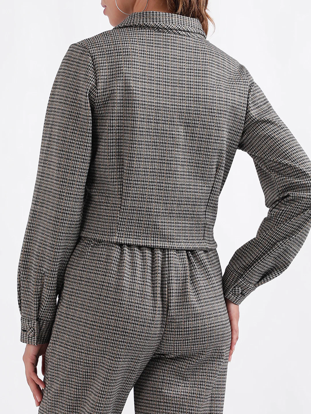 Elle Women Checked Full Sleeves Notched Lapel Top - Image 3