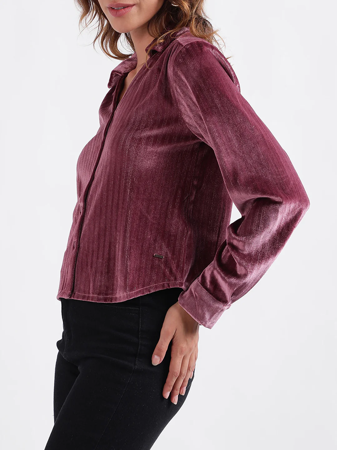 Elle Women Striped Full Sleeves Collar Top - Image 2