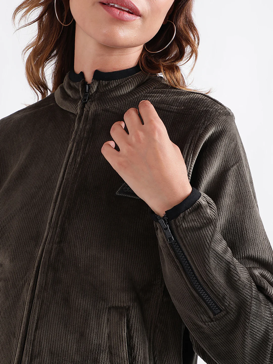 Elle Women Solid Full Sleeves High Neck Sweatshirt - Image 5
