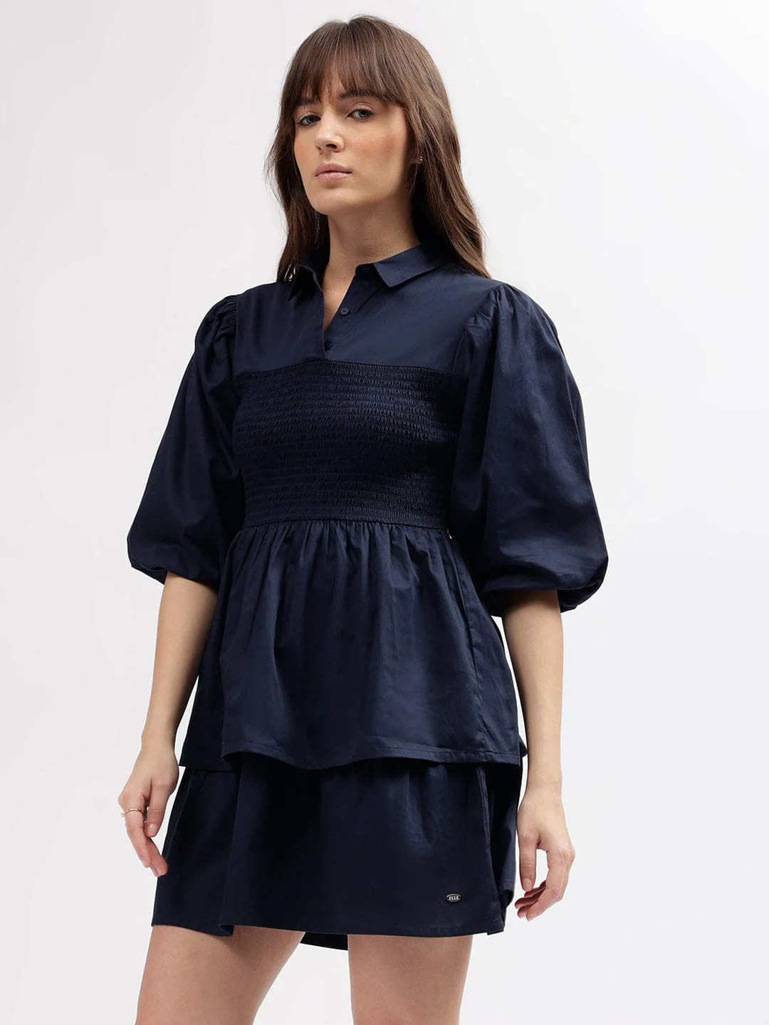 Elle Women Blue Shirt Collar Dress - Image 2