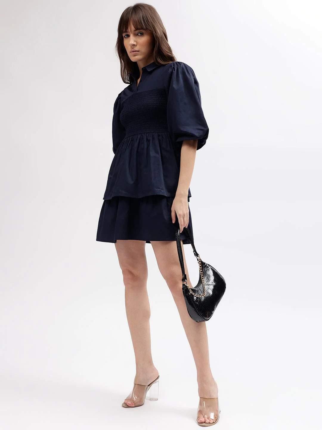Elle Women Blue Shirt Collar Dress - Image 4