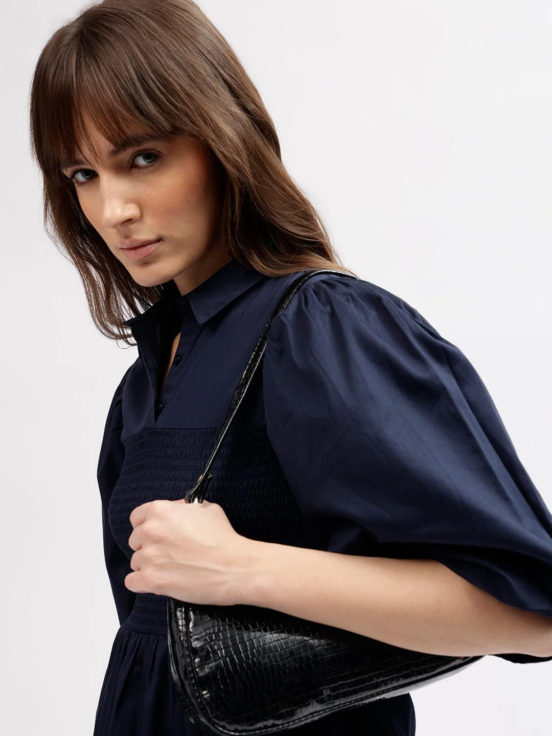 Elle Women Blue Shirt Collar Dress - Image 5