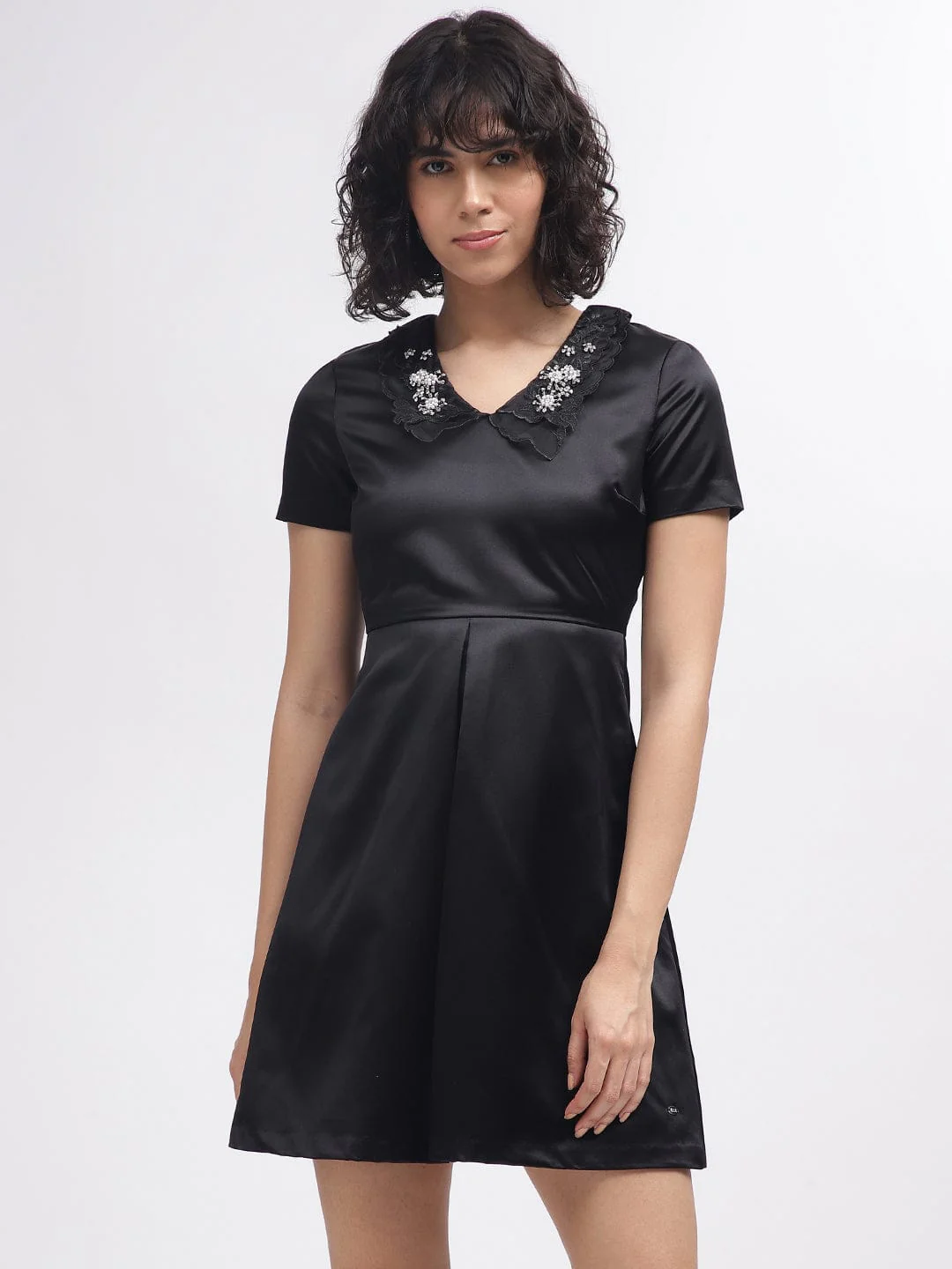 Elle Women Black Collar Dress - Image 2