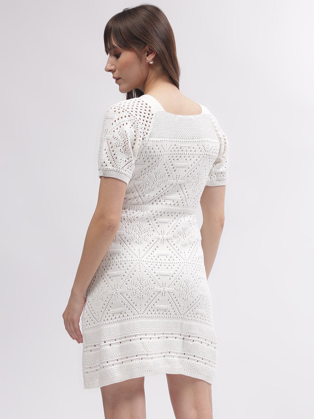 Elle Women White Square Neck Dress - Image 3
