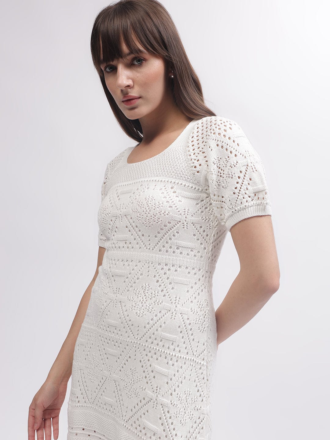 Elle Women White Square Neck Dress - Image 6
