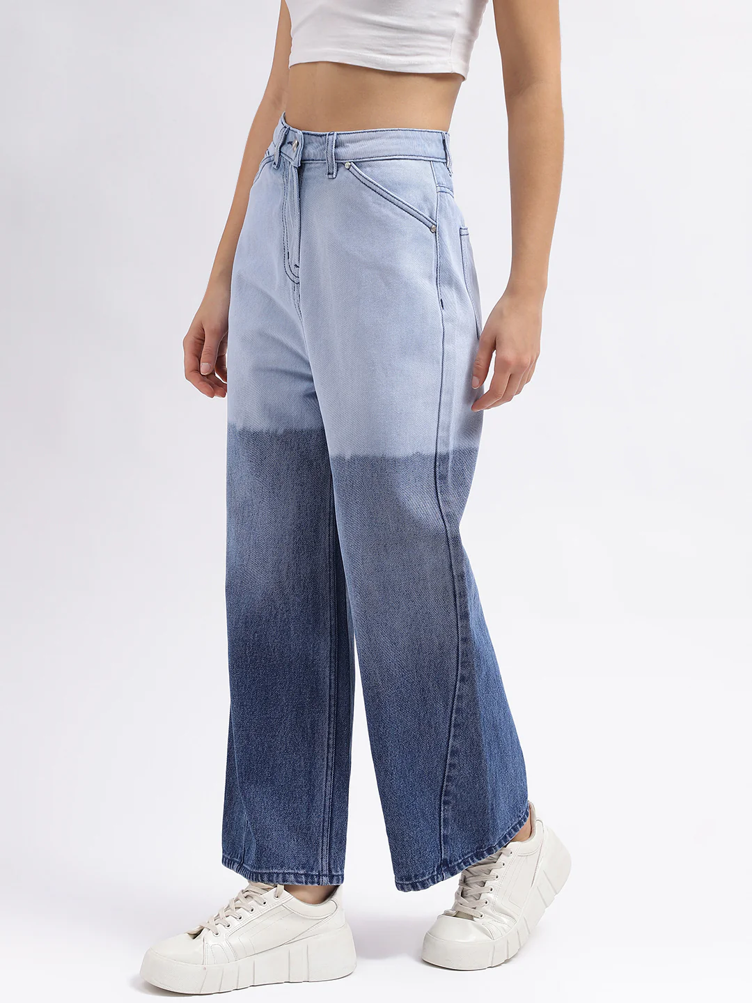 Elle Women Blue Solid Flared Mid-Rise Jeans - Image 2