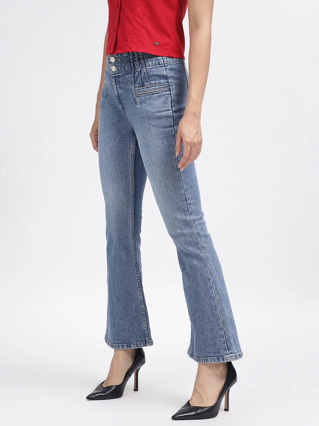 Elle Women Blue Solid Bootcut Jeans - Image 2