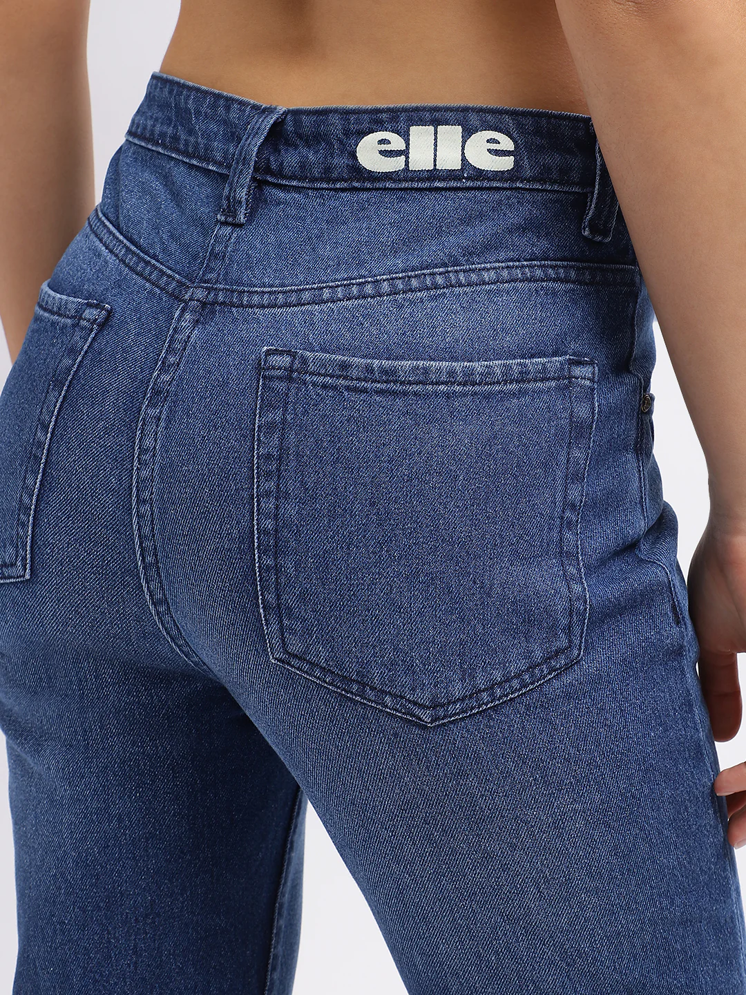 Elle Women Blue Solid Slim Straight Fit Mid-Rise Jeans - Image 6