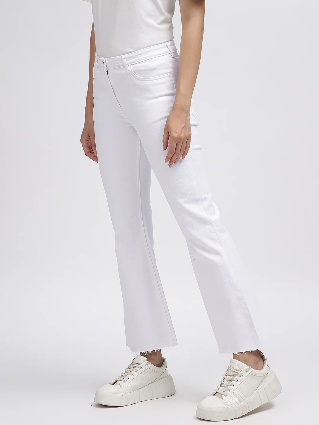 Elle Women Off White Solid Bootcut Jeans - Image 2