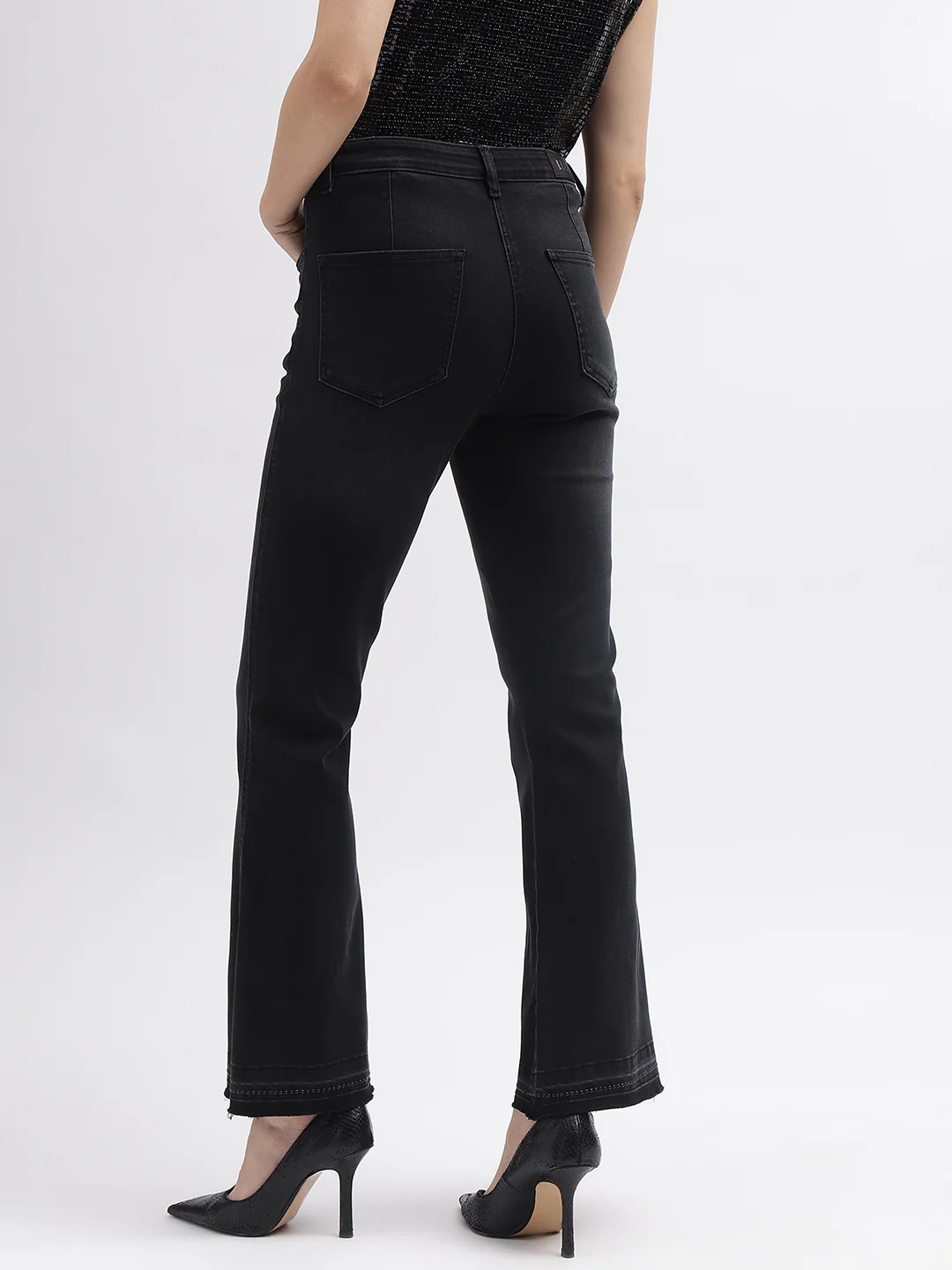 Elle Women Black Solid Bootcut Mid-Rise Jeans - Image 3