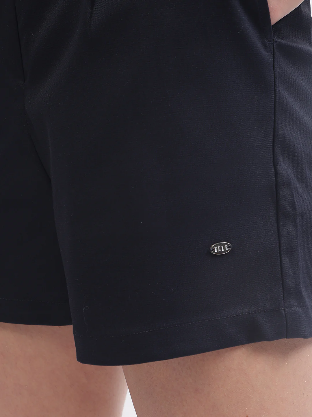 Elle Women Navy Blue Solid Relaxed Fit Shorts - Image 6