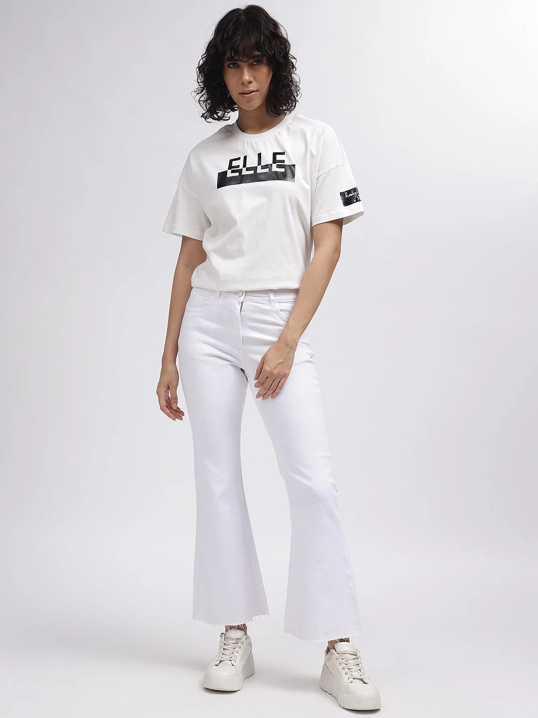 Elle Women White Crew Neck Tshirt - Image 4