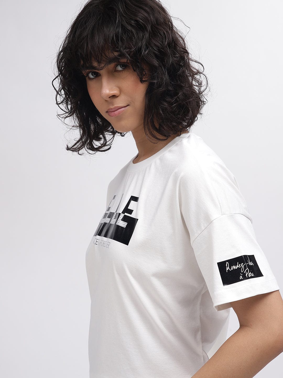 Elle Women White Crew Neck Tshirt - Image 5