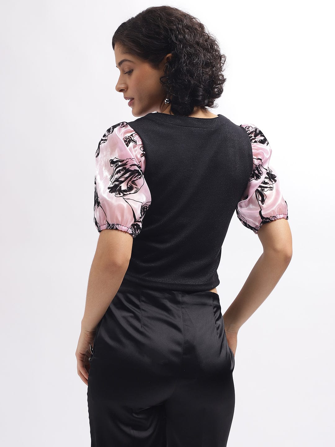 Elle Women Black Square Neck Tshirt - Image 4