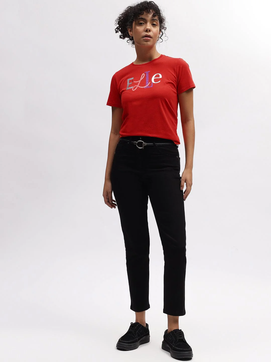 Elle Women Red Crew Neck Tshirt - Image 5