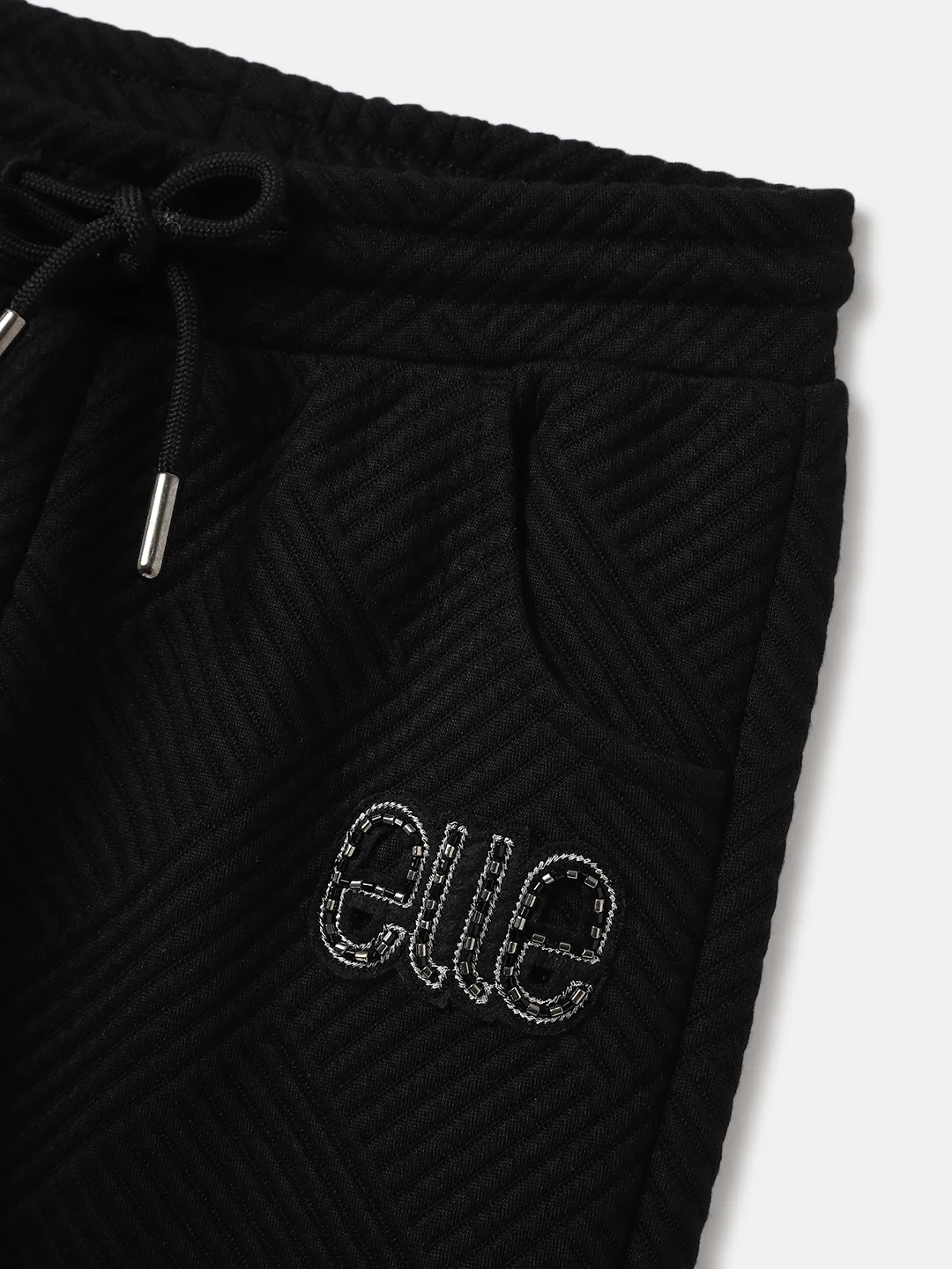 Elle Girls Black Solid Relaxed Fit Mid-Rise Jogger Style Track Pants - Image 4