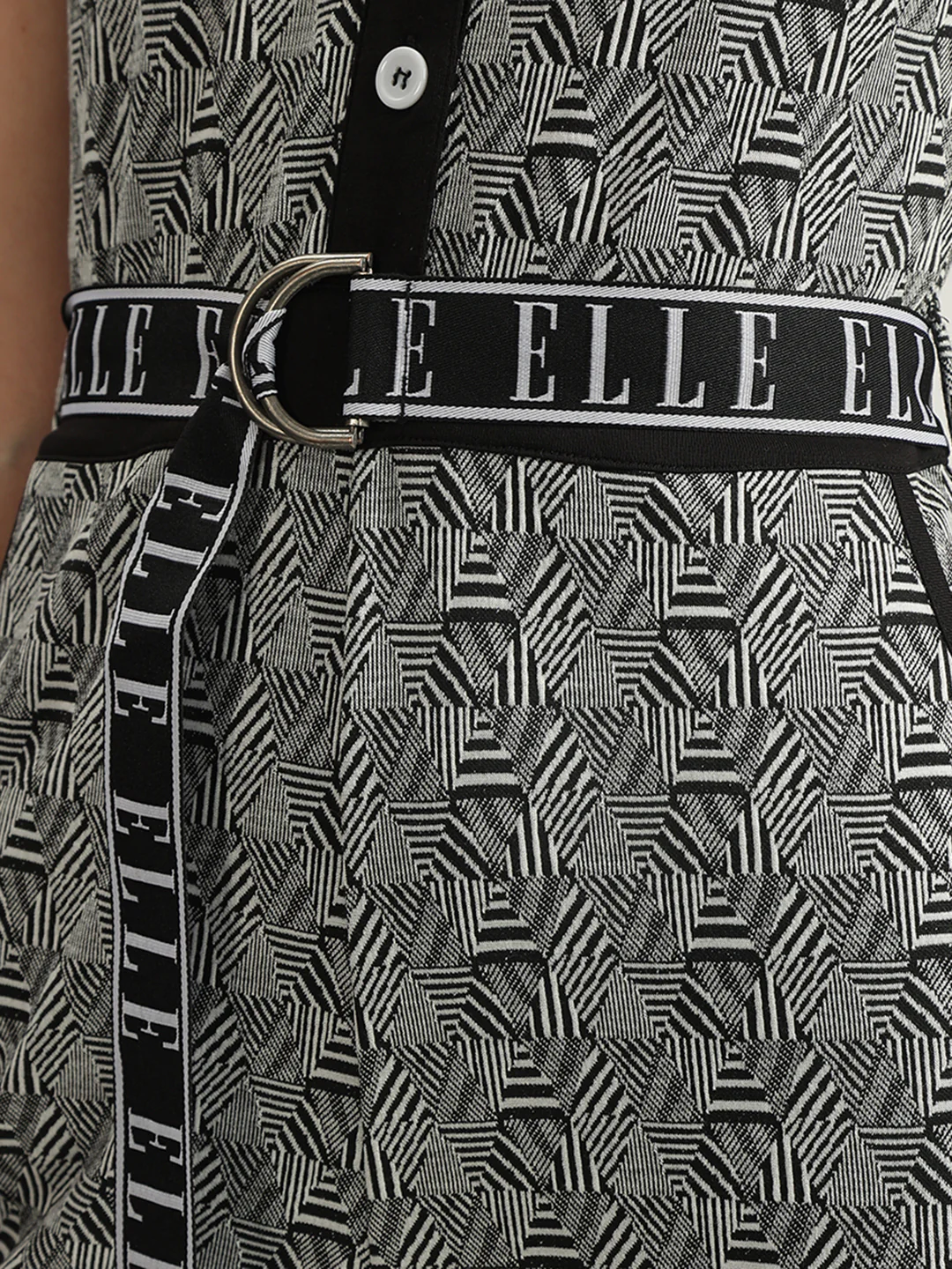 Elle Women Black Printed Spread Collar Short Sleeves Jumpsuit - Image 6