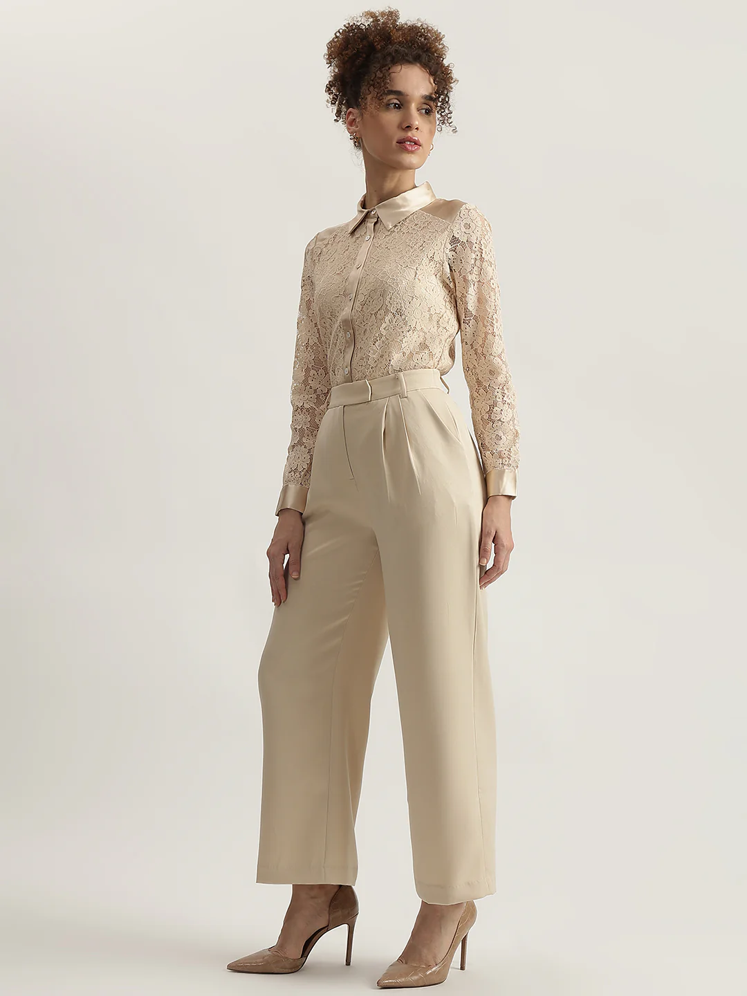 Elle Women Solid High-Rise Double Pleated Trouser - Image 4