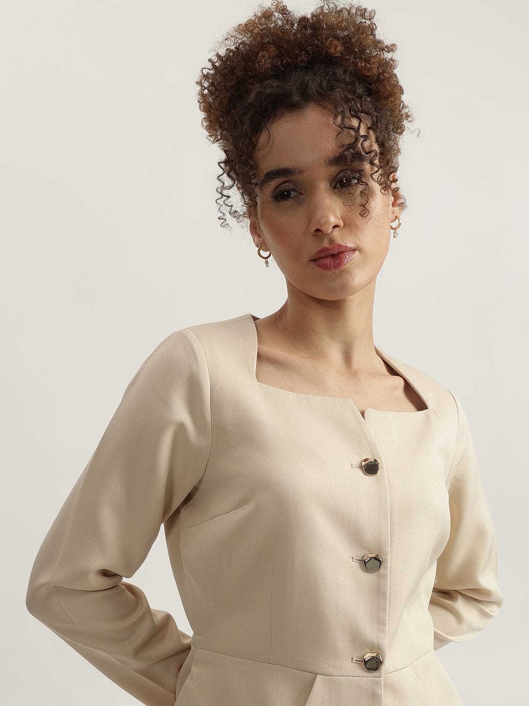 Elle Women Beige Solid Square Neck Top - Image 5
